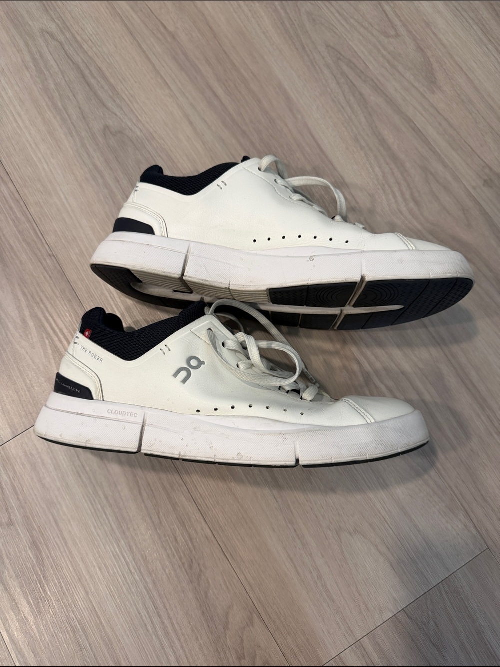 On Running White Sneakers with Black Accents - Picture 2 of 5